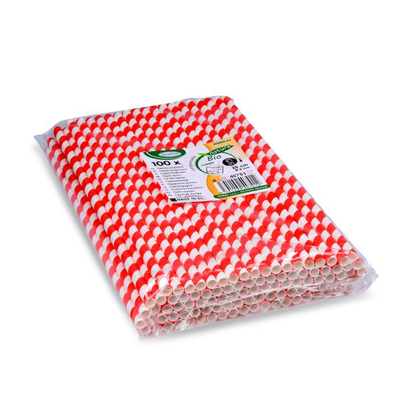Paper straw - red-white