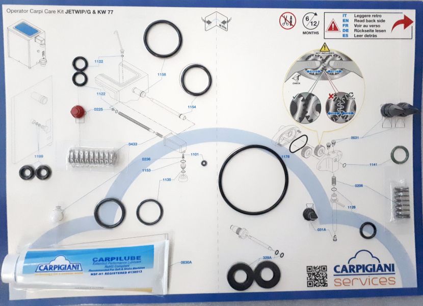 CARPIGIANI gasket set for whipped cream machine - spare parts 749