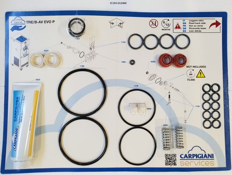 CARPIGIANI gasket set for soft serve ice cream TRBP-EVO 740