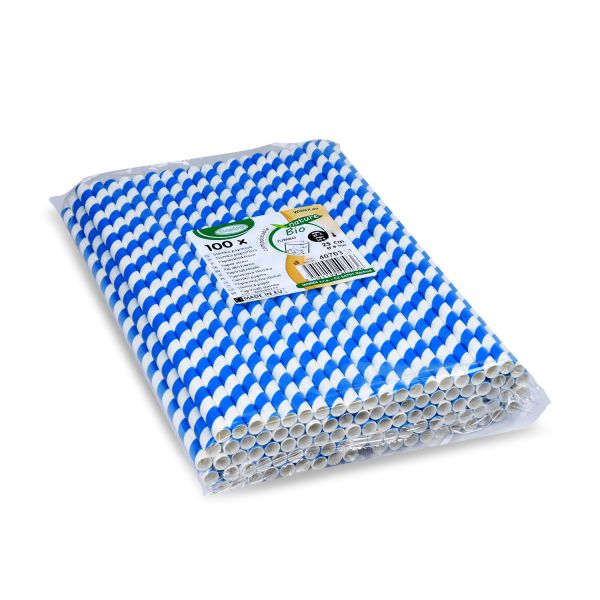 Slamka papierová - modro-biela